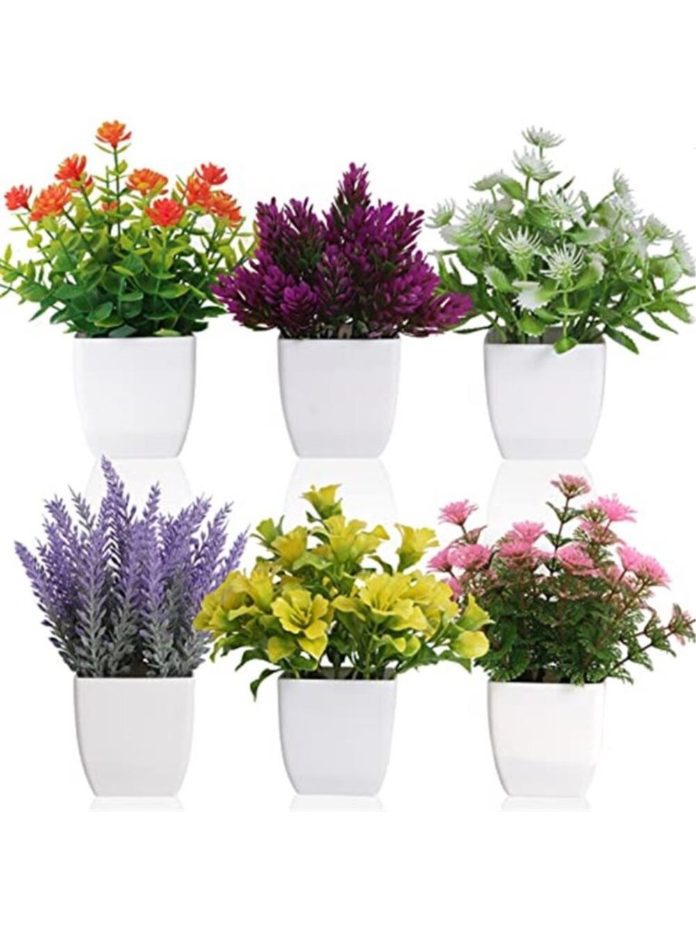 Artificial Potted Plants Mini Fake Flowers Lavender Desk Home Decor Set